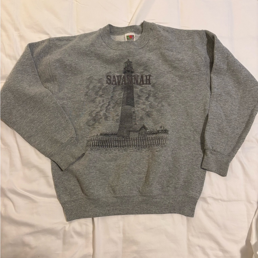Fruit of the Loom Gray Crewneck Sweater with Embroidery